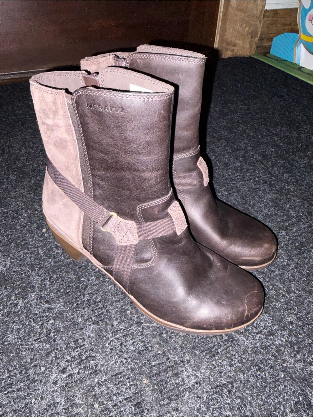 Merrell Women's Brown Evera Fade Leather Mid-Calf Harness Boots 8.5